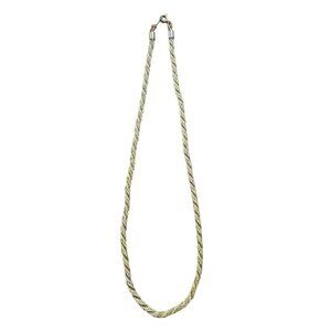 Vintage Multi Strand White Cord Gold Tone Rope Link Chain Necklace Jewelry 16.5"